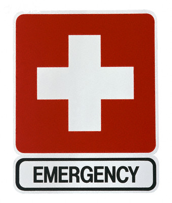 Red and White Emergency Sign